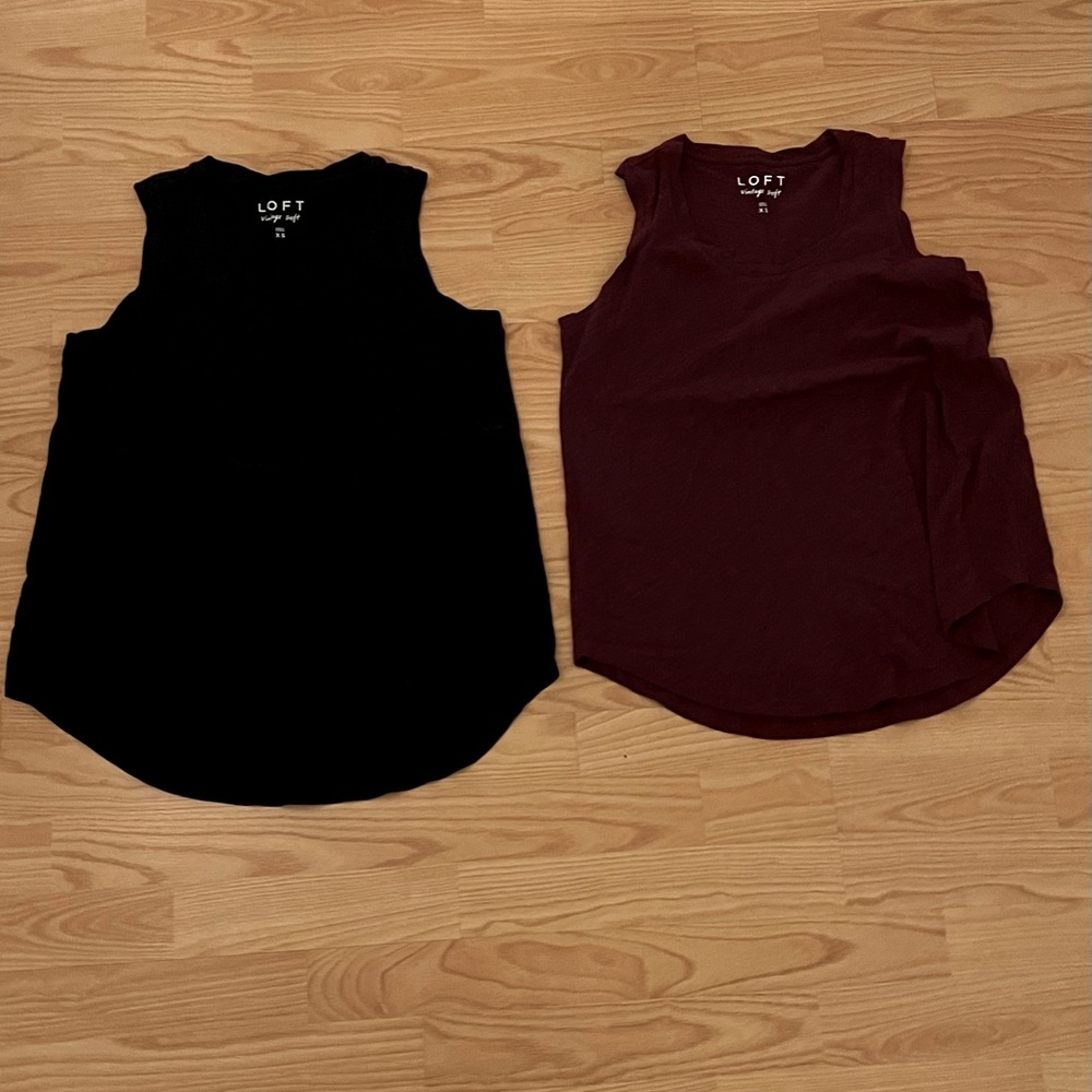 2 XS Loft Tank Tops Navy and Maroon